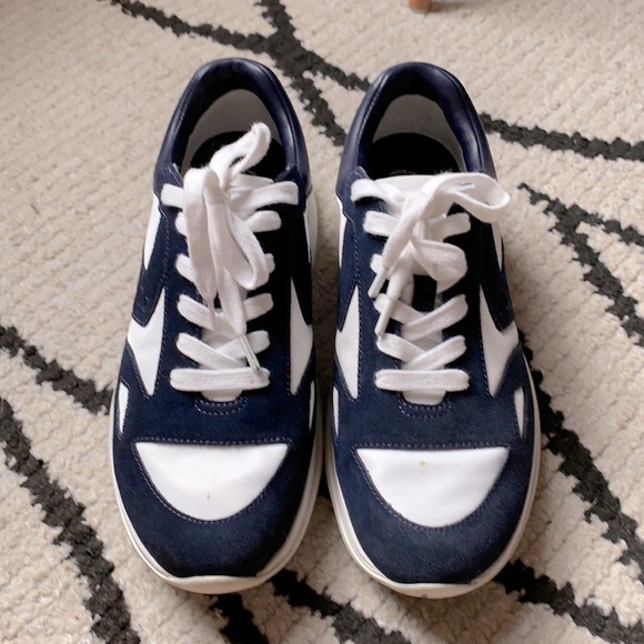 Tory Burch Sport Tennis Sneakers Blue White Shoes - Picture 4 of 10